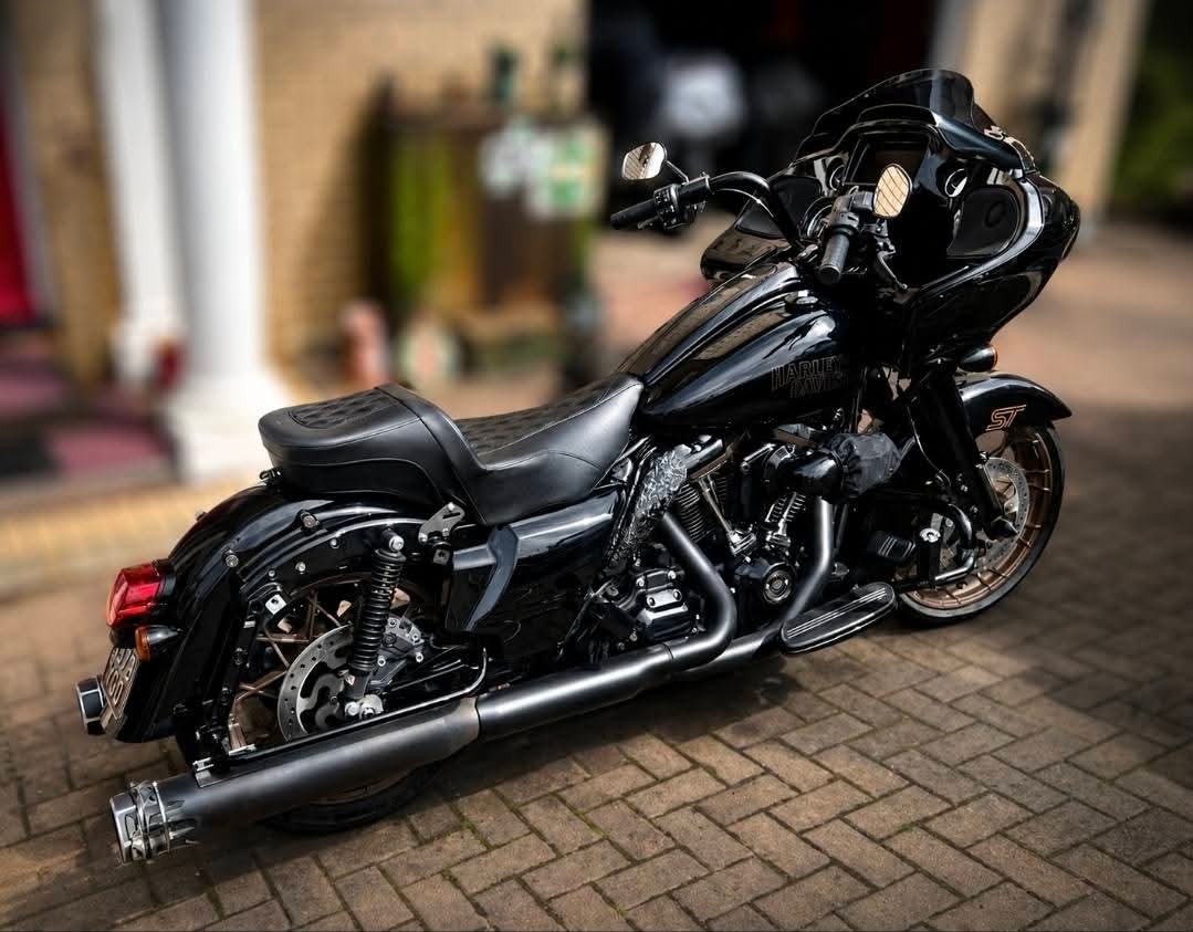 Black Harley-Davidson motorbike after detailing